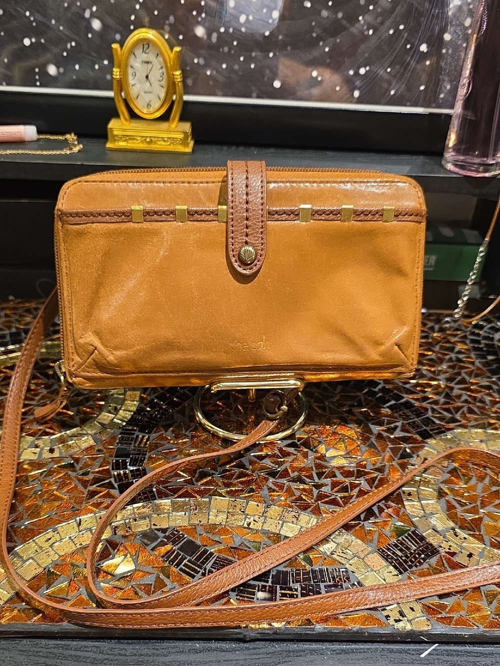 The Sak Caramel Brown Leather Crossbody Wallet